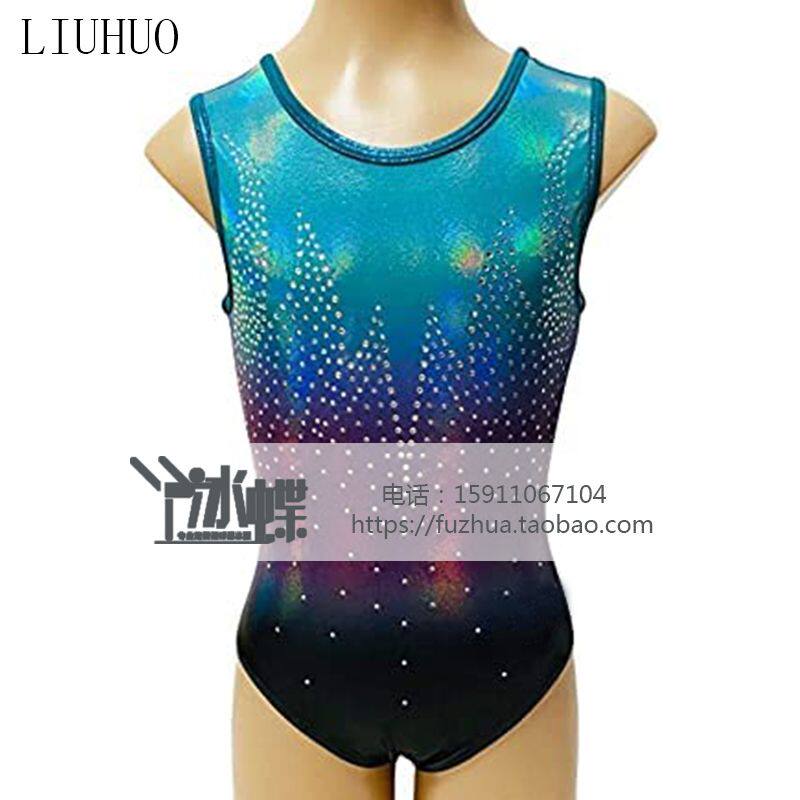 LIUHUO gym clothes bodybuilding competition clothes girls performance professional performance clothes blue-green gradient BD1442