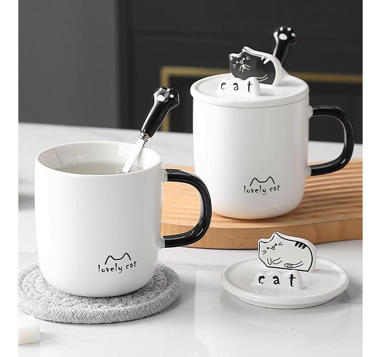 Китти чашка домой девочки керамика кружка творческий подарок кофе крышка с ложкой милый пара чашка 