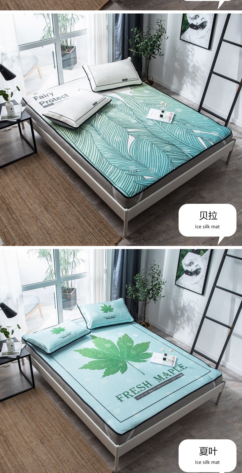 Thảm lụa băng mùa hè ba mảnh 1,8m giường 1,5 m có thể giặt gấp 1,2 sinh viên ký túc xá băng mềm - Thảm mùa hè chiếu nằm điều hòa