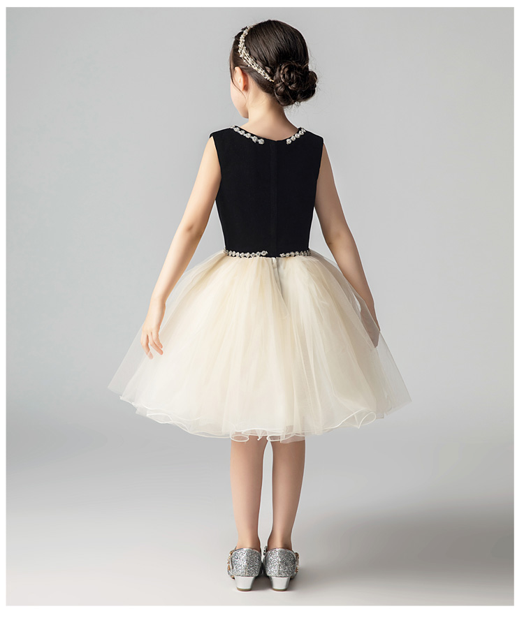 Trang phục sân khấu thiếu nhi váy dạ hội bé gái công chúa váy phồng màu đen mô hình catwalk piano biểu diễn quần áo mùa hè - Váy trẻ em shop vay tre em cao cap