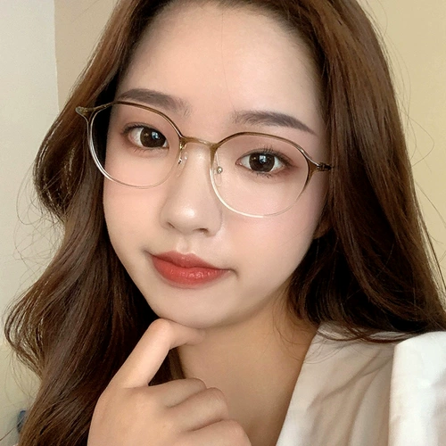 Новый градиент цвет ретро круглую линзу женский мост с низким носом не является скользким, простой лицо с миопией анти -блюдные светильники