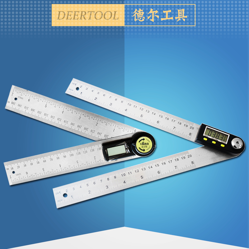 Moisture-proof IP54 metric digital display angle ruler High-precision protractor Woodworking high-precision metric inch measurement multi-function