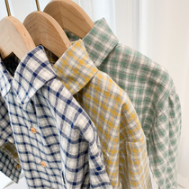 Boy Ocean Gas Plaid Shirt 2022 New Baby Pure Cotton Soft Linchshirt Boy Casual Blouse Thin jacket