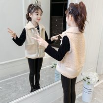 In autumn and winter 2021 childrens lamb cashmere vest girls fur one waistcoat