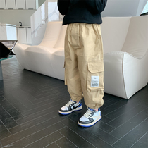 Boys work pants spring fit 2022 new children Han version loose casual pants little boy foreign air card its color pants