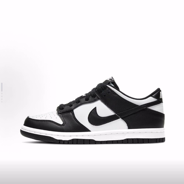 Nike Dunk'Black' Leather Retro Casual Panda Low-Top Children's Sneakers Black and White