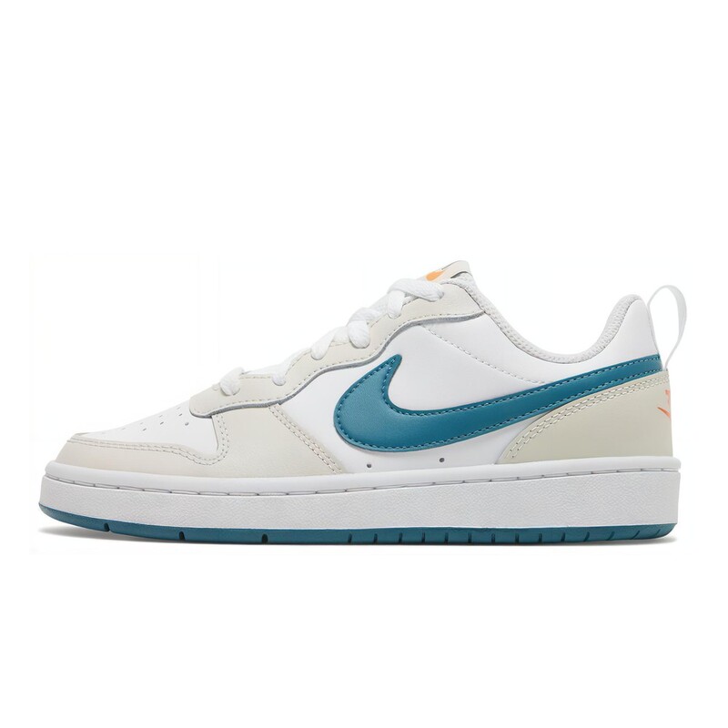 Nike Kidsren's Sneakers, Autumn, Summer, Spring and Winter, Leather, Non-Slip, Shock-Absorbing and Wear-Resistant, Round Toe, Low-Top, Blue, White