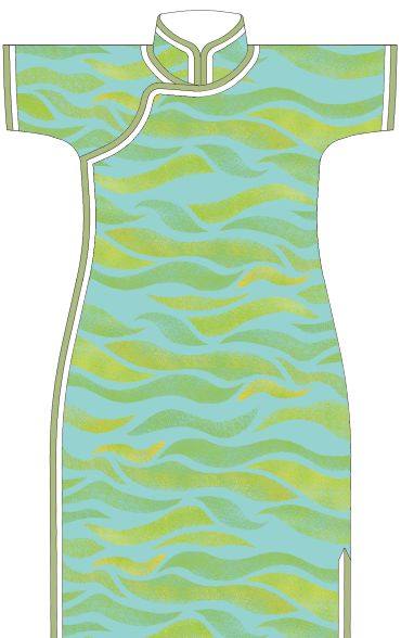 Flat cut non-provincial people's robe fabric - Kanghe Qingjing (former tiger skin green pepper)