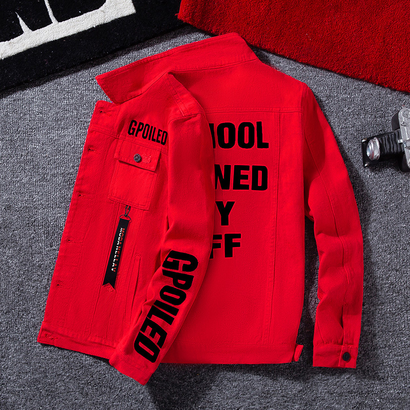 Autumn Denim Jacket for Men, Korean Style Trendy Student Slim-Fit Baseball Jacket, Spring and Autumn Men's Coat