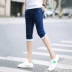 Mùa hè quần jeans cạp cao nam phiên bản Hàn Quốc của sinh viên tự tu theo xu hướng giản dị quần short nam mỏng - Quần jean