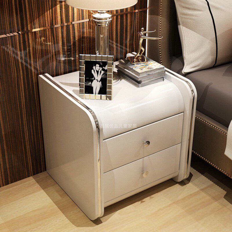 Custom bed head cabinet minimalist modern bedside containing cabinet bedroom leather art storage cabinet Nordic simple and complete equipped bedside cabinet