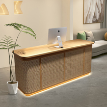 Wabi style clothing store bar cashier B&B hotel restaurant counter table rattan painted front desk reception desk