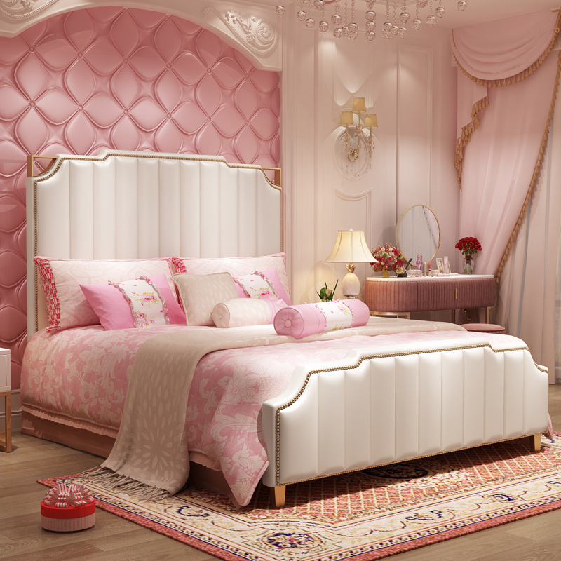 Girl Princess Bed Modern Children Pink Teenage Girl Minimalist board Home innate 1 2 1 5 m Daughter Single beds