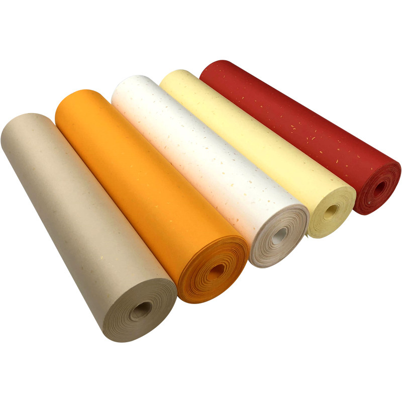 Calligraphy Paper with Gold Ink, Long Roll, White, Bright Red, Light Yellow, Antique-Style, Cold Gold, Special for Calligraphy, Blank Calligraphy Paper, Orange Gold Stamping, Colored Calligraphy Paper
