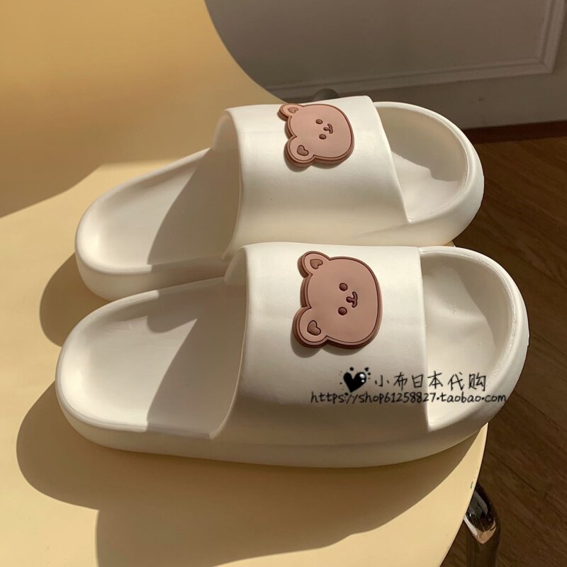 Japan Day Ensemble Cartoon Slippers Woman Cute Teenage Girl Hearts Home Shoes Non-slip Deodorant Couple Thick Bottom Bath Slippers Summer