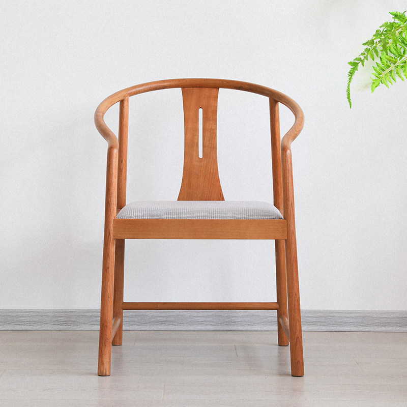 New Chinese style black walnut cherry wood armchair study Zen paint-free solid wood mortise and tenon chair simple furniture