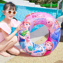 Princess Elsa swimming ring childrens thickened seat Elsa lifebuoy with handle floating ring cartoon Elsa armpit ring