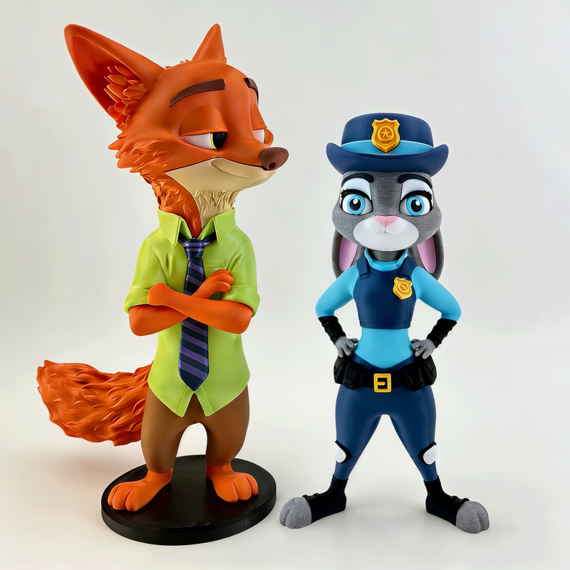 Zootopia Figurines and Accessories: Nick Wilde, Judy Hopps, Officer Gary Creative Gifts, 3D Printed Model Figures