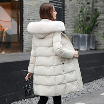 Winter slim down jacket womens white duck down medium and long fox fur 2022 new fashion explosion