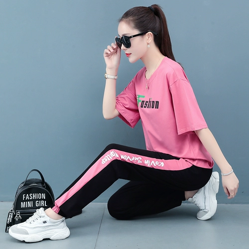 Спортивный костюм, модные хлопковые штаны, комплект, большой размер, свободный крой