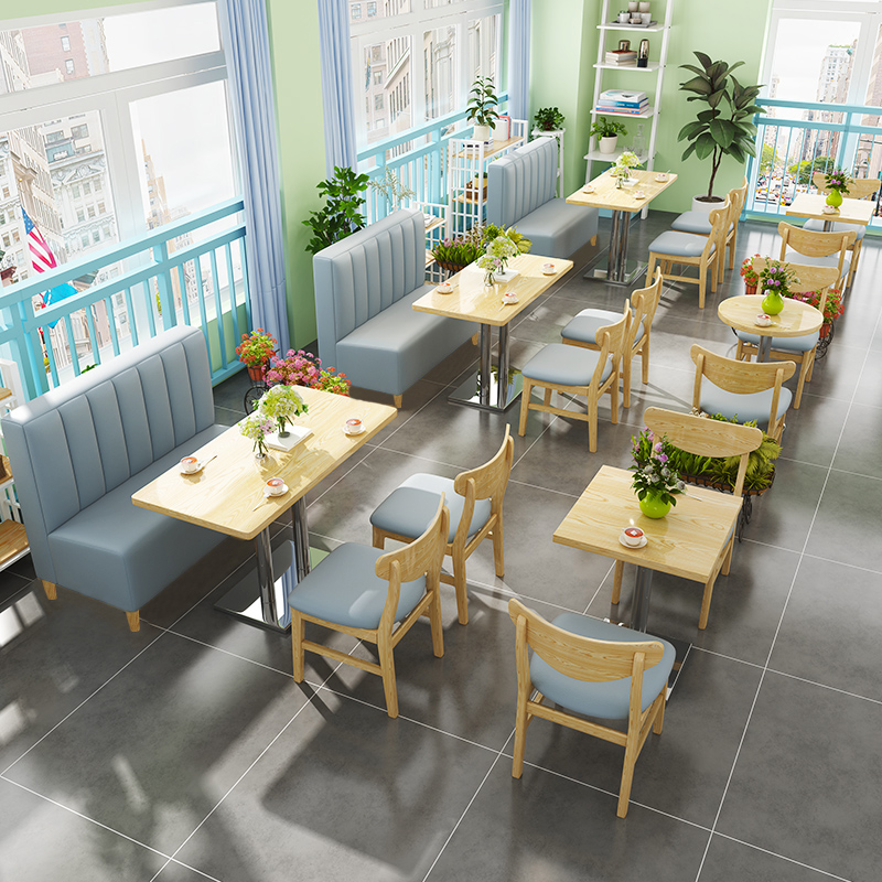 Milk Tea Shop Card Table Cafe Cardseat Sofa Table and chairs combined Dessert Restaurant Furniture Customized