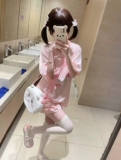 Японская милая розовая футболка, штаны