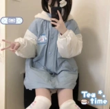 Оригинальный японский милый зимний пуховик для школьников с капюшоном