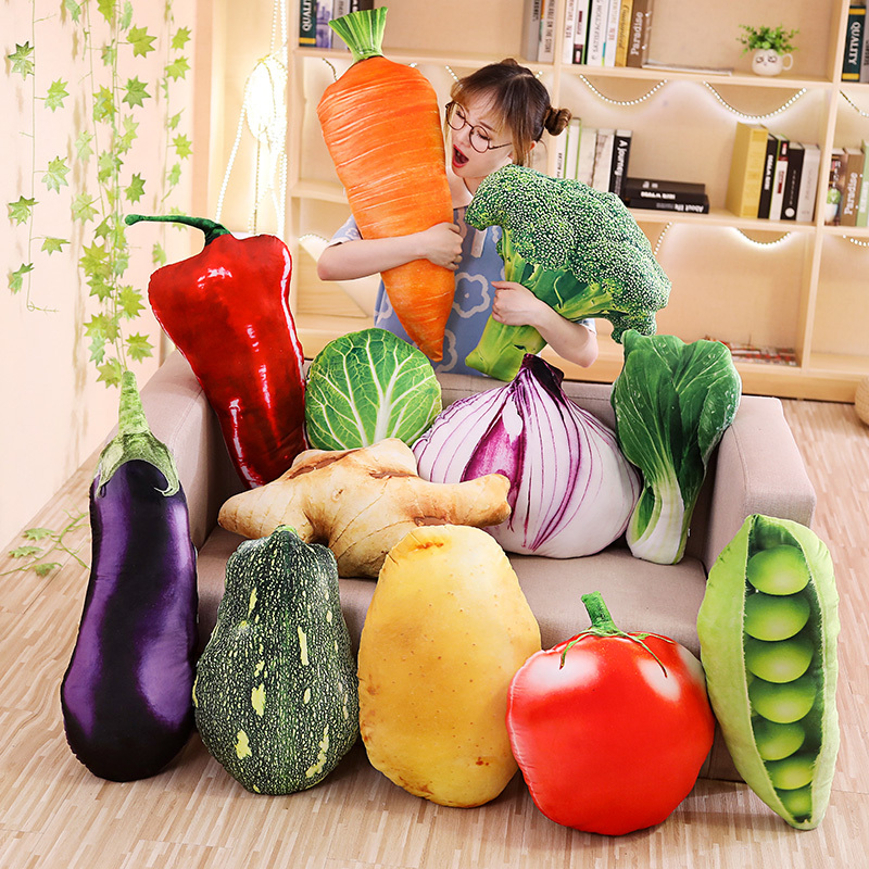 Creative Simulated Cabbage, Carrot, and Vegetable Pillows, Cute Fruit Series Plush Toys, Sleeping Dolls for Girls