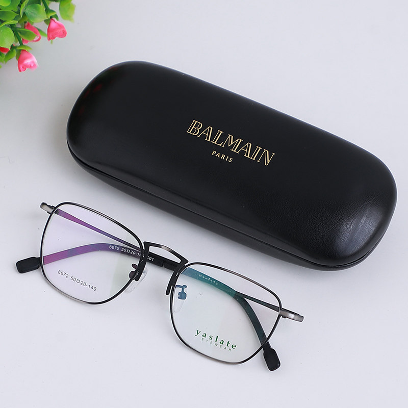 Glasses box Iron box large box foreign trade black myopia glasses box male convenient anti-pressure student cortex large send mirror cloth