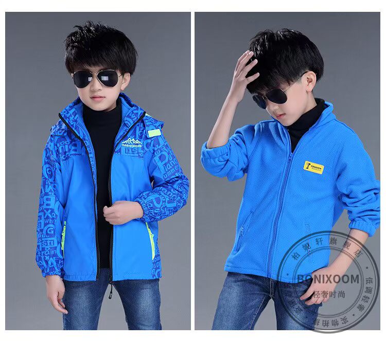 Quần áo trẻ em Hàn Quốc mùa thu mới 2018 Áo khoác trẻ em ba trong một Áo khoác trẻ em ngoài trời JJ929 shop quan ao tre em