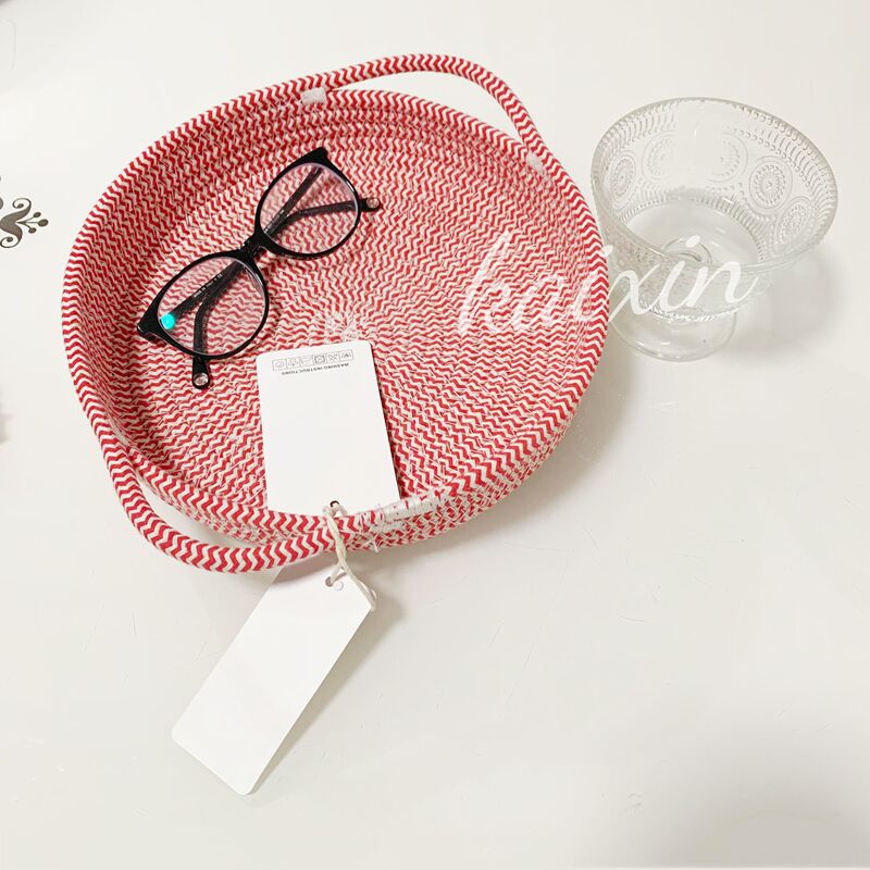 Nordic Ins-Style Cotton Woven Storage Basket Desktop Miscellaneous Items Basket Snack and Cosmetics Storage Basket Sock Storage Box