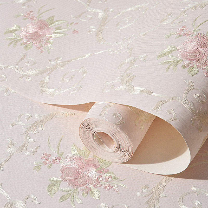 (self-adhesive wallpaper) European-style fields 3D finely pressed unwoven fabric wallpaper bedroom beauty salon sleeping room Self-adhesive wallpaper