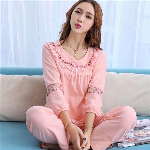 Large red pyjamas women's spring and autumn in pure cotton Heqing Ben life marries P All cotton thin autumn and winter home clothes-Taobao