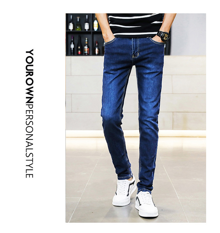 Quần thun nam cộng với quần jean nhung dày, quần lửng nam mùa thu và mùa đông quần áo thể thao nam