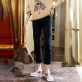 Черные прямые свободные джинсы, летние тонкие штаны, 2024 года, высокая талия