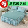 m dày pha lê nhung giường bed cover san hô lông cừu nhung 4 mảnh quilt cover bed linen pha lê cashmere giường váy ga giường viền ren