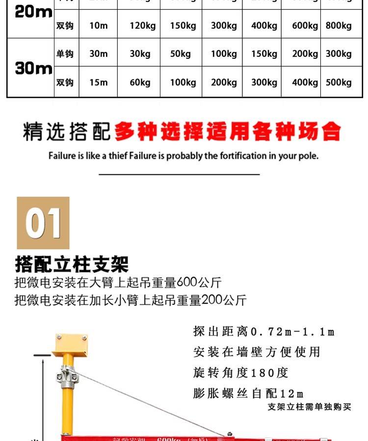 bơm thủy lực piston 500 kg mái điện Hulu 220v cẩu 12 m di động công cụ đơn giản treo hạt máy trang trí ban công - Dụng cụ thủy lực / nâng ròng rọc nâng hạ