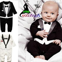 1pcs Cotton white Baby gentle boy Romper set for newborn