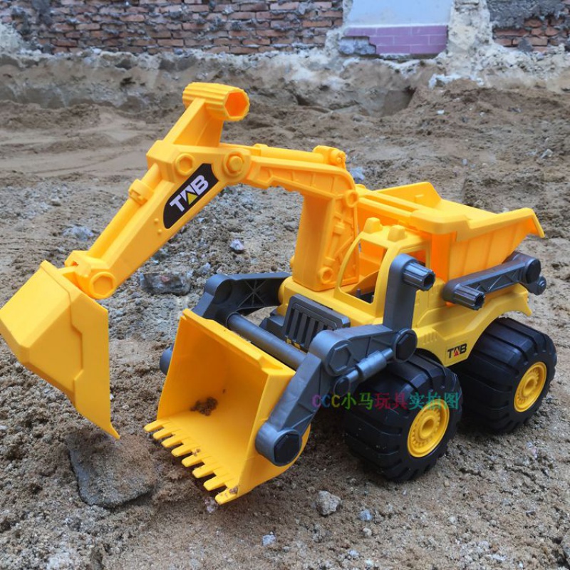 Three-in-one fall-resistant baby carrier engineering car children's toy pile high machine digger bulldozer pushtruck Inertial Dug the Big Number