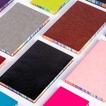 A5 notebook stationery Business notebook Small fresh student diary Simple hand account notebook thickened color edge notebook Soft leather record book Creative color spray edge PU material book