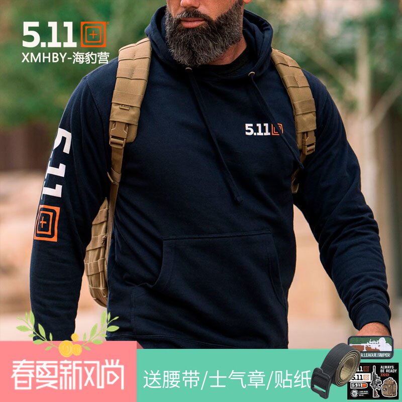 American 5.11 new mileage hooded sweatshirt 511 LOGO logo outdoor sports men's and women's pullover 42182