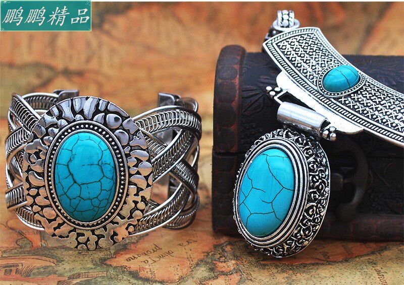 Ожерелье women vintage turquoise necklace earrings set of four Other