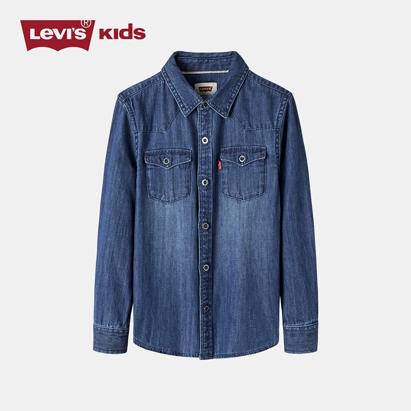 Levis Levis Children’s Wear 2020 Spring New Boys Shirt Cổ điển Áo sơ mi denim màu đỏ cờ - Áo sơ mi