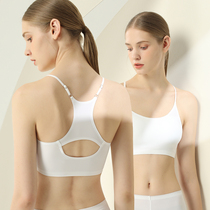 Beautiful back sling bandeau small vest ice silk incognito One-piece I-word no rimless chest-wrapped sports underwear womens thin section