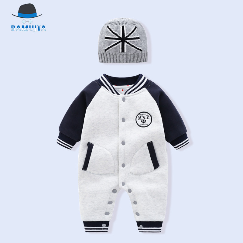 2021 New Spring and Autumn Cotton Warm Baseball Clothes Newborn Boys and Baby Costumes Full Moon Baby Clothes