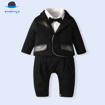 2020 New Boy Baby Black and White Gentlemans birthday dress pure cotton - hundred days - long suit