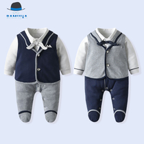 2022 New baby baby baby baby with pure cotton vessel gentleman in a hundred days full moon dress A class hay clothes