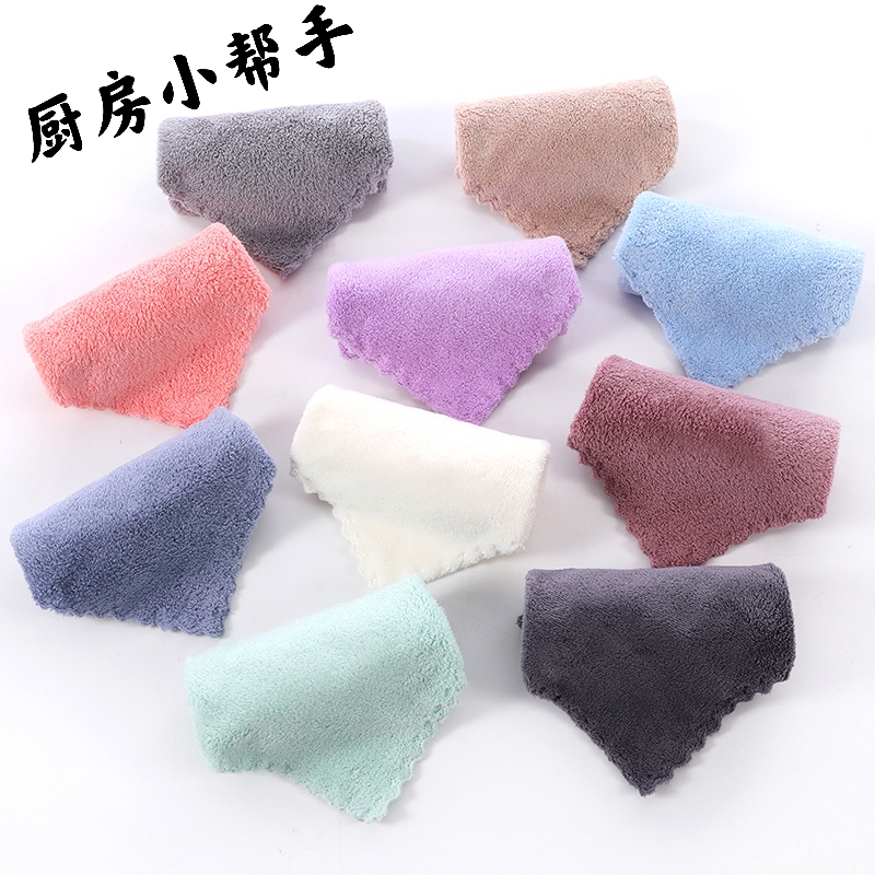 Coral Velvet Square Towel Kindergarten Face Wash Towel Handkerchief Kitchen Cleaning Rag Soft Absorbent Baby Saliva Towel