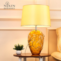 Postmodern bedroom table lamp Living room luxury hotel villa model room creative American decoration glass bedside lamp large