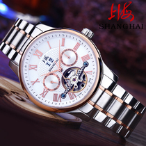 Shanghai brand watch male mechanical watch fully automatic hollow flywheel multi - function waterproof leisure business watch 6003